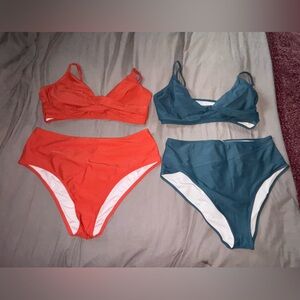 Cupshe Vibrant Orange and Teal Bikini Set